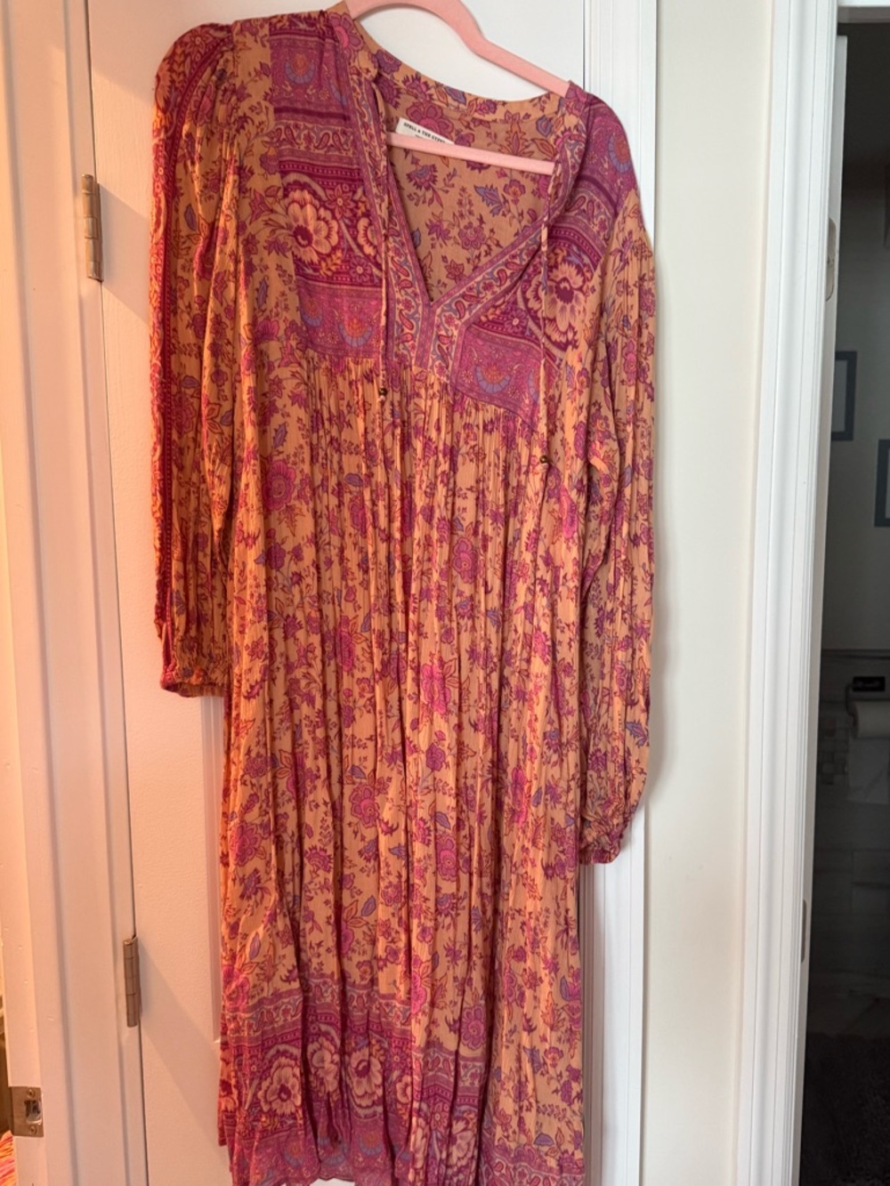 Spell Pink and Mustard Floral Boho Midi Dress